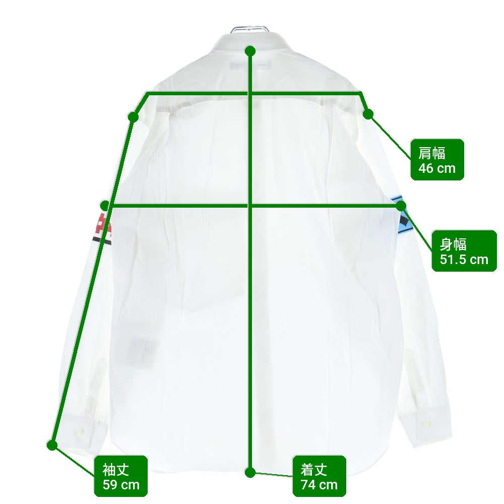 COMME des GARCONS SHIRT(コムデギャルソンシャツ) 22AW FOREVER フォーエバー 袖インベーダープリント 長袖コットンシャツ ホワイト FJ-B029