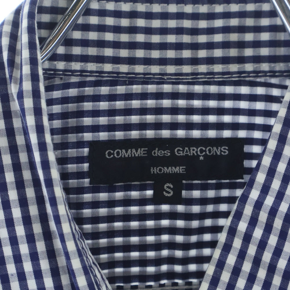 COMME des GARCONS HOMME(コムデギャルソンオム) 20SS AD2019 カモフラ柄切替 長袖ギンガムチェックシャツ ネイビー/ホワイト HE-B025