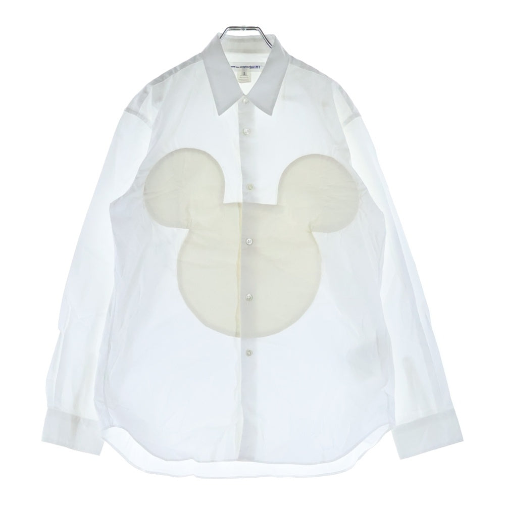 COMME des GARCONS SHIRT(コムデギャルソンシャツ) 23SS ×Disney ディズニー フロントモスリンミッキー刺繍 長袖シャツ ホワイト FK-B028