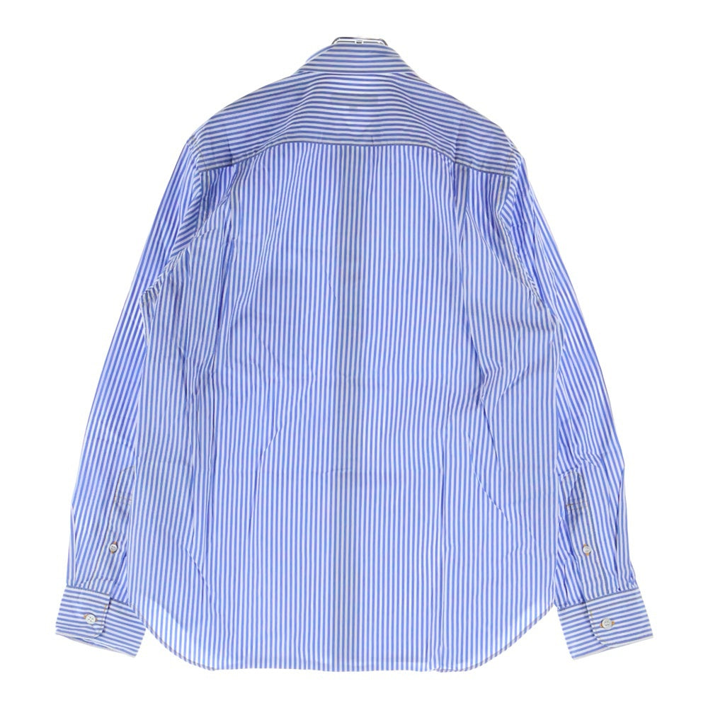 COMME des GARCONS HOMME(コムデギャルソンオム) 20SS AD2019 イエローステッチ 長袖ストライプシャツ ブルー/ホワイト HD-B010