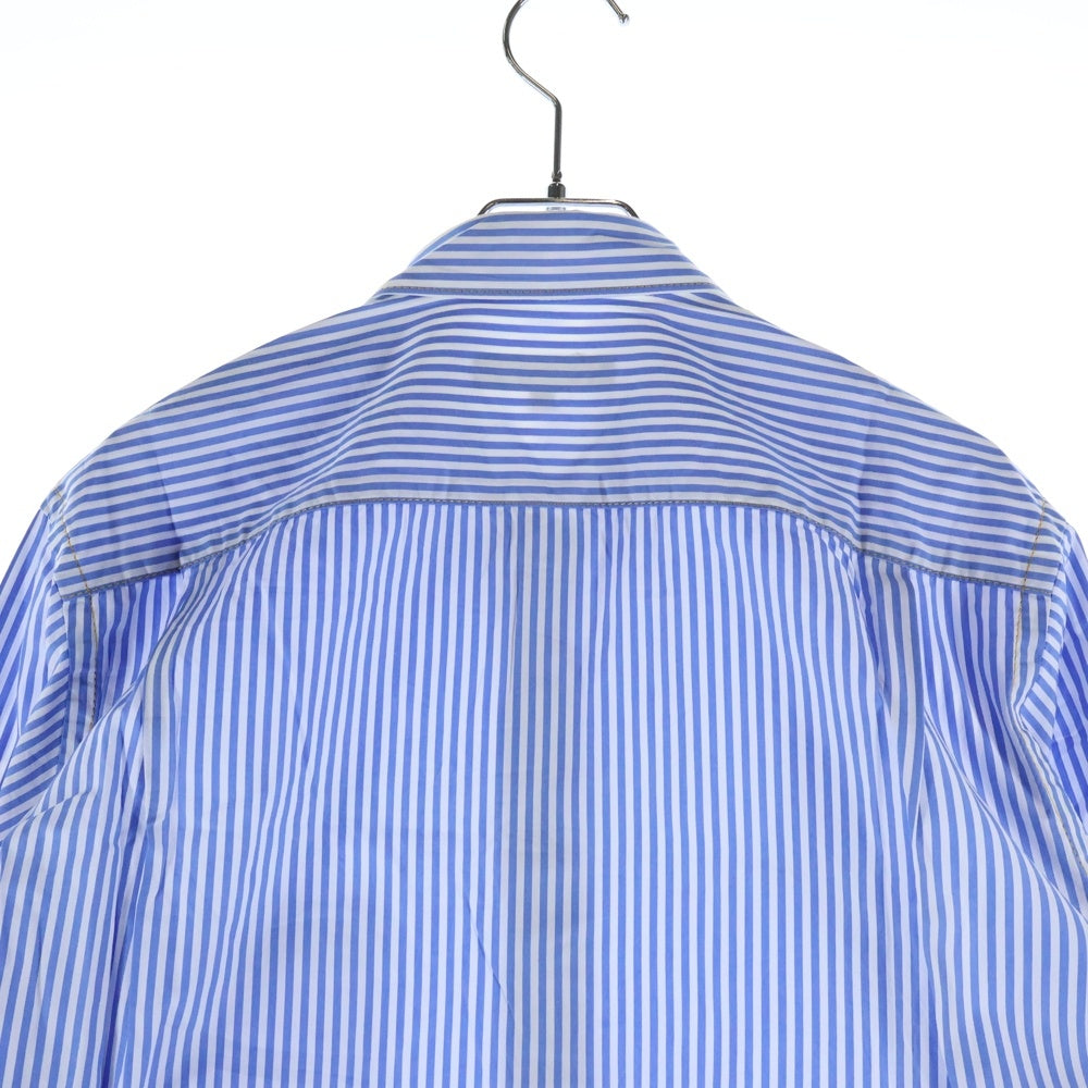 COMME des GARCONS HOMME(コムデギャルソンオム) 20SS AD2019 イエローステッチ 長袖ストライプシャツ ブルー/ホワイト HD-B010