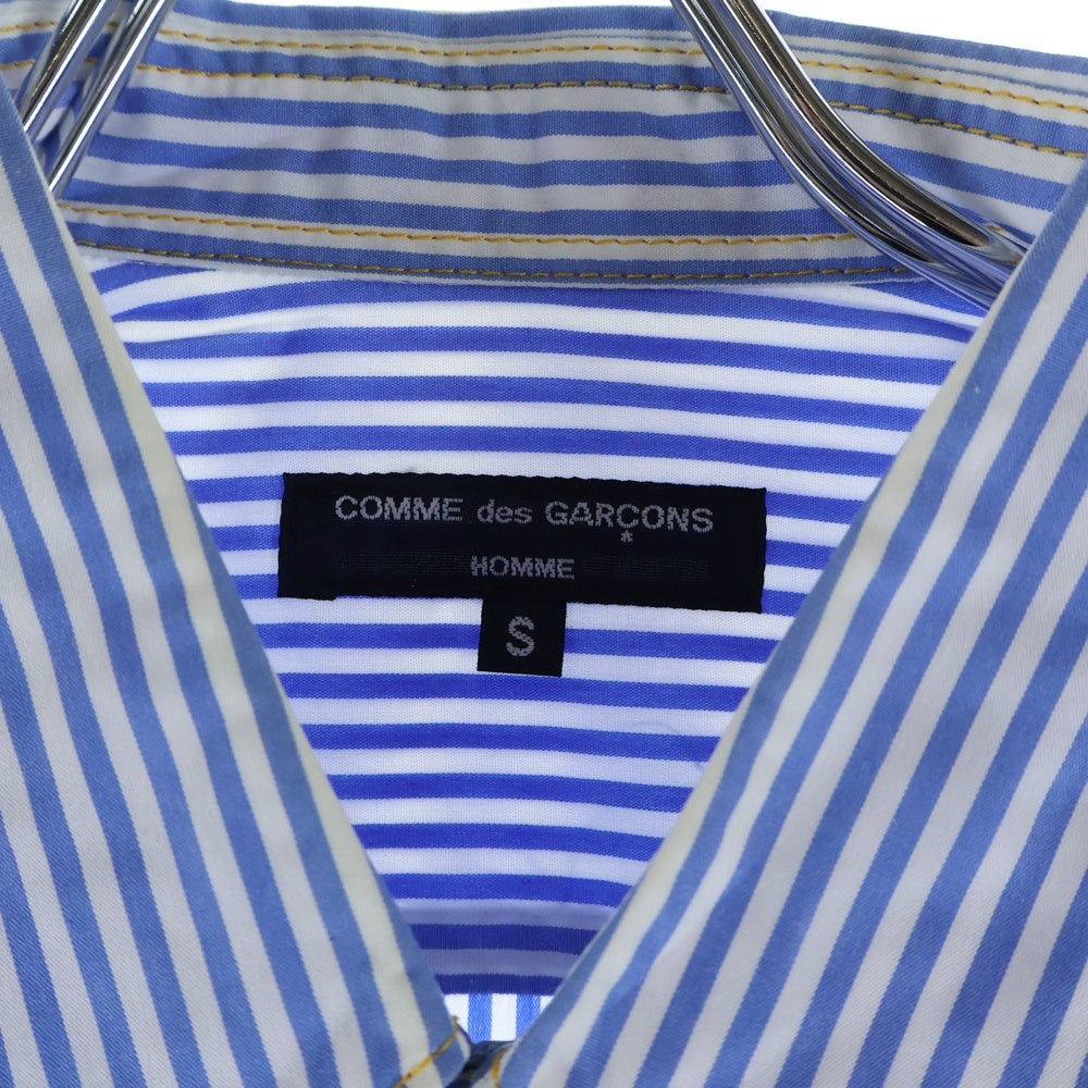 COMME des GARCONS HOMME(コムデギャルソンオム) 20SS AD2019 イエローステッチ 長袖ストライプシャツ ブルー/ホワイト HD-B010