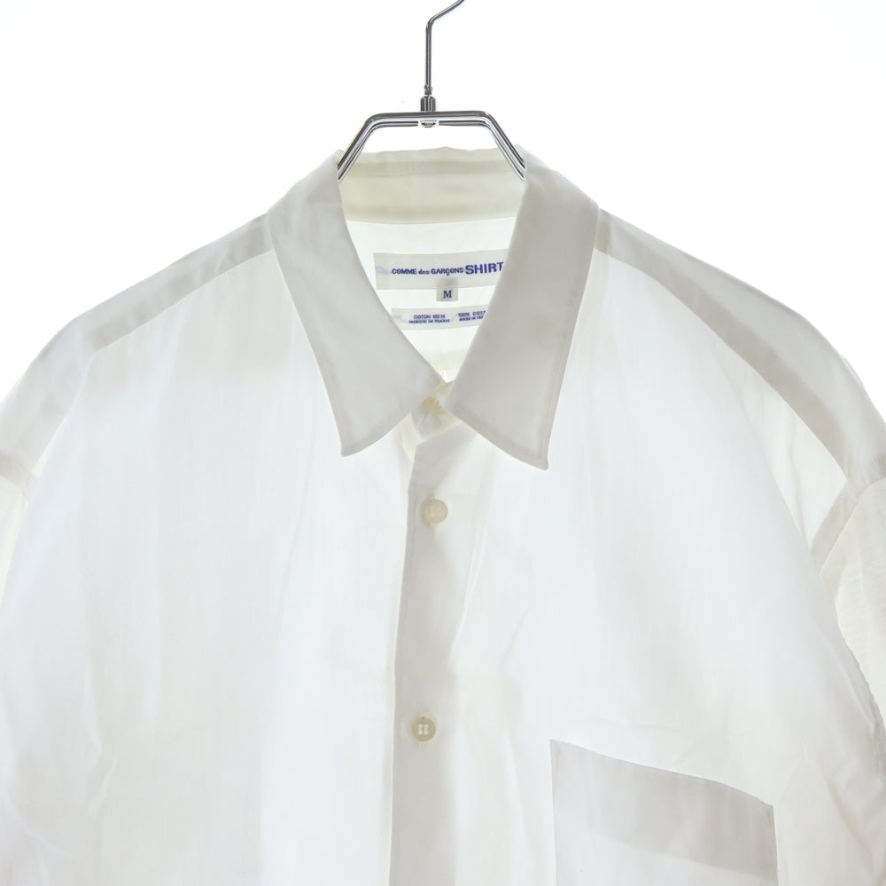 COMME des GARCONS SHIRT(コムデギャルソンシャツ) 80-90S 初期刺繍タグ 袖カットソー切替 長袖シャツ ホワイト