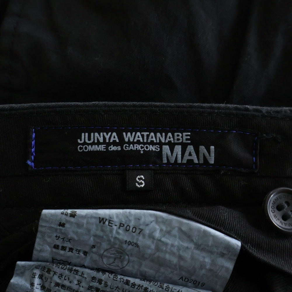 JUNYA WATANABE COMME des GARCONS(ジュンヤワタナベ コムデギャルソン) 20SS AD2019 製品染め 2タック ストレートパンツ ブラック WE-P007