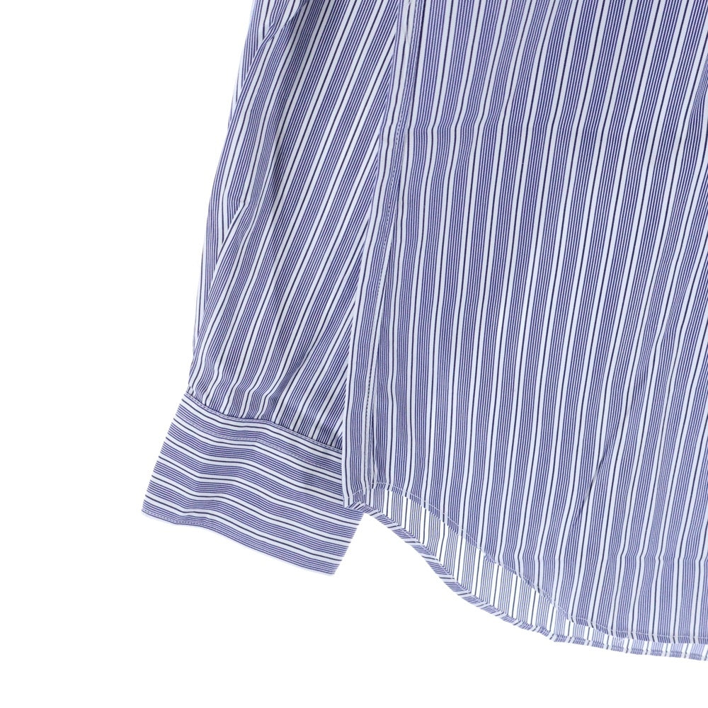 COMME des GARCONS SHIRT(コムデギャルソンシャツ) 21AW フロントシャンブレー切替 長袖ストライプシャツ ブルー FH-B009