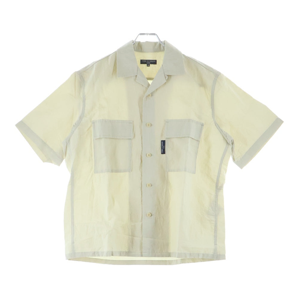 COMME des GARCONS HOMME(コムデギャルソンオム) 22SS AD2021 リネン混 半袖オープンカラーシャツ アイボリー HI-B024