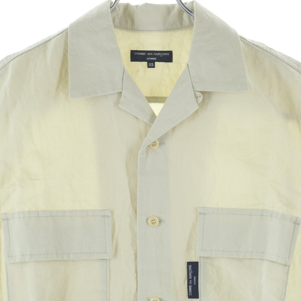 COMME des GARCONS HOMME(コムデギャルソンオム) 22SS AD2021 リネン混 半袖オープンカラーシャツ アイボリー HI-B024