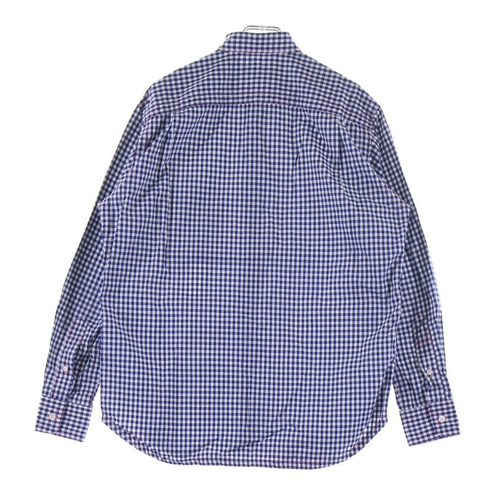 COMME des GARCONS HOMME(コムデギャルソンオム) 18AW AD2018 ピンクステッチ 長袖チェックシャツ ブルー/ホワイト HB-B026