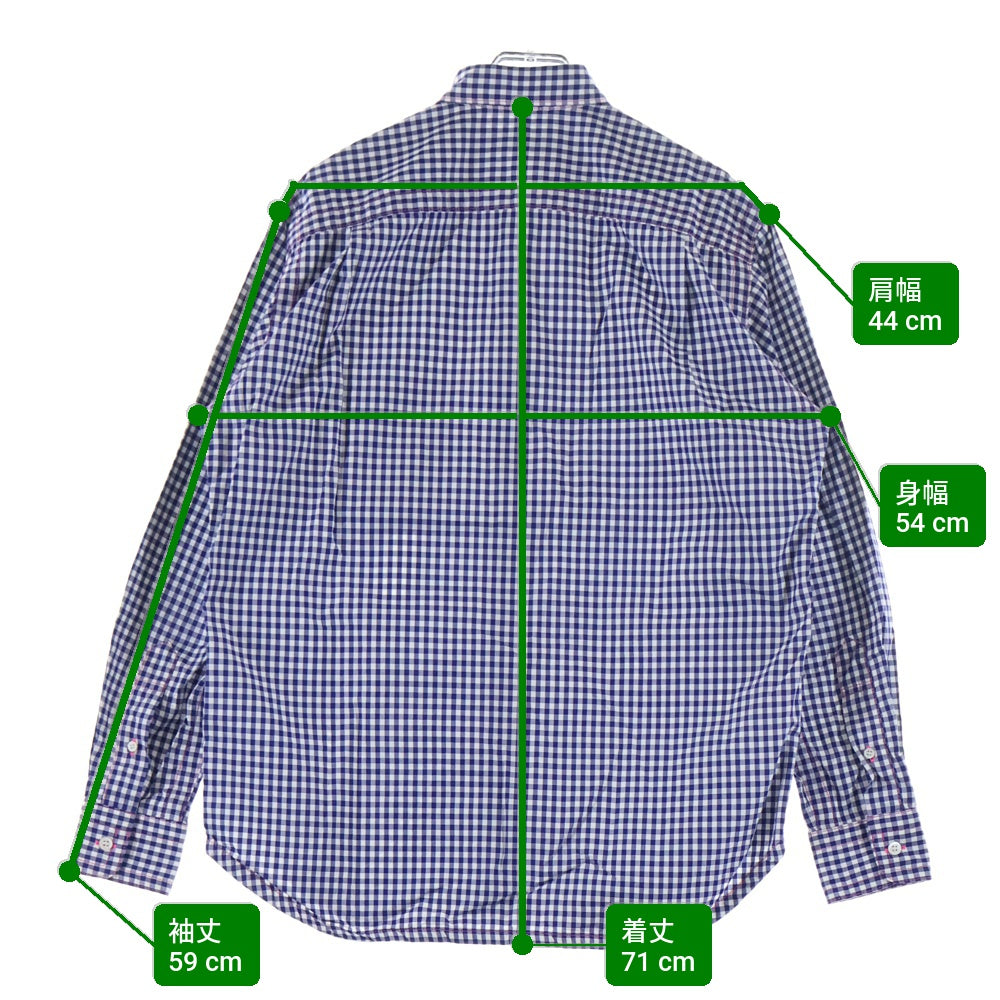 COMME des GARCONS HOMME(コムデギャルソンオム) 18AW AD2018 ピンクステッチ 長袖チェックシャツ ブルー/ホワイト HB-B026