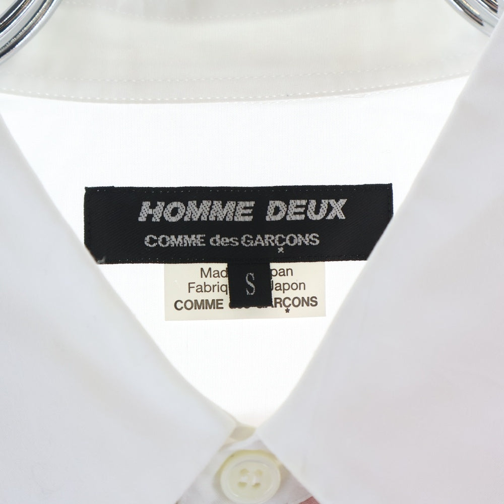 COMME des GARCONS HOMME DEUX(コムデギャルソン オムドゥ) 21SS AD2020 フロントパッチワーク切替 長袖ボタンシャツ ホワイト DG-B024