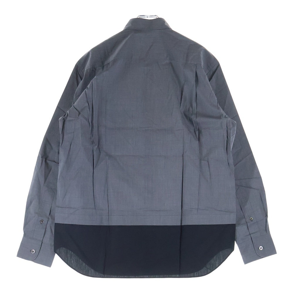 COMME des GARCONS HOMME(コムデギャルソンオム) 21AW AD2021 裾切替加工 長袖ボタンシャツ グレー/ブラック HH-B019