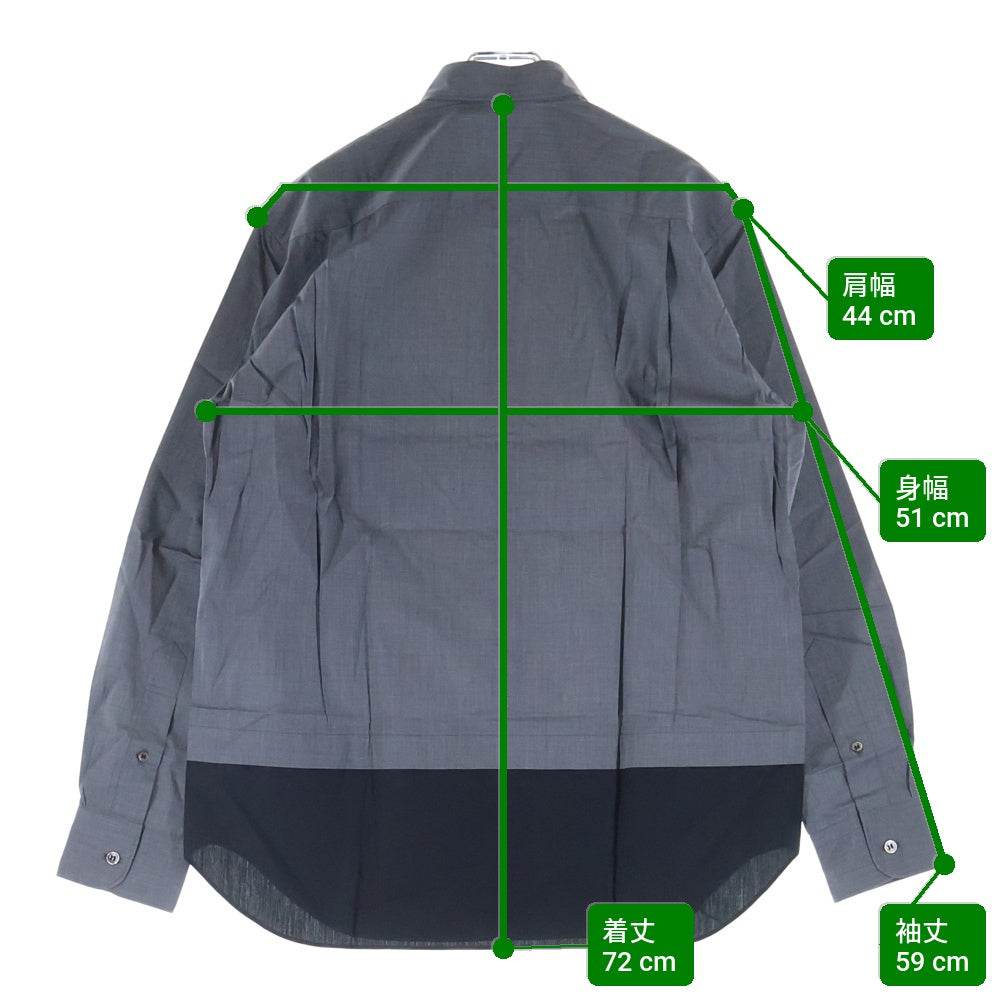 COMME des GARCONS HOMME(コムデギャルソンオム) 21AW AD2021 裾切替加工 長袖ボタンシャツ グレー/ブラック HH-B019