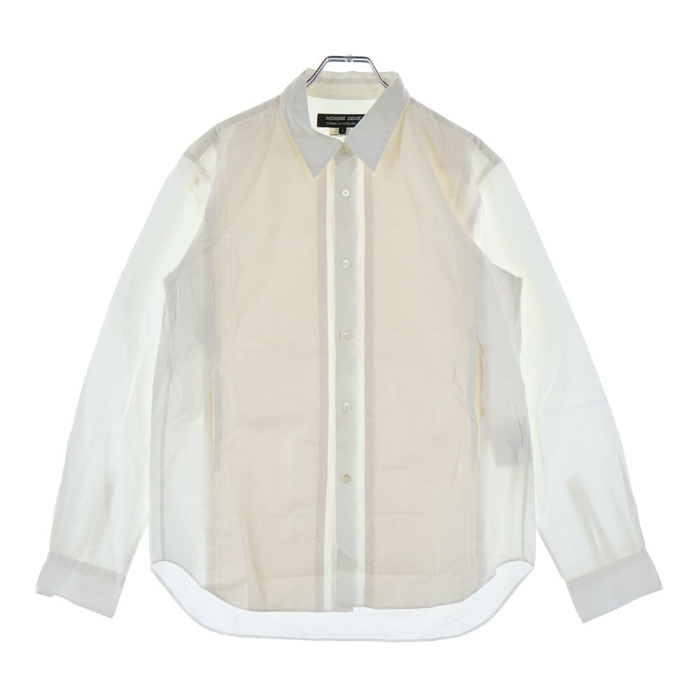COMME des GARCONS HOMME DEUX(コムデギャルソン オムドゥ) 21SS AD2020 フロント切替 長袖ボタンシャツ ホワイト/アイボリー DG-B029