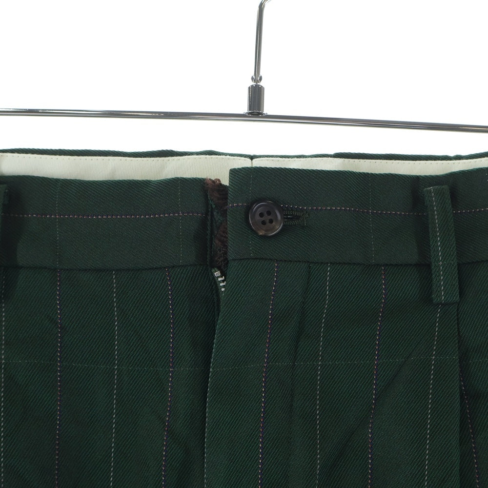 COMME des GARCONS HOMME DEUX(コムデギャルソン オムドゥ) 21SS AD2020 ポリ縮絨 チェック総柄 1タック テーパード スラックスパンツ グリーン DG-P028