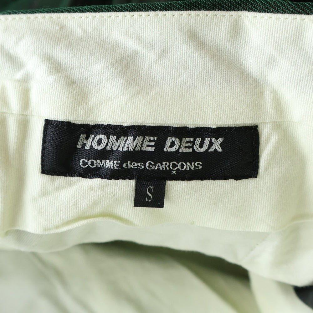 COMME des GARCONS HOMME DEUX(コムデギャルソン オムドゥ) 21SS AD2020 ポリ縮絨 チェック総柄 1タック テーパード スラックスパンツ グリーン DG-P028