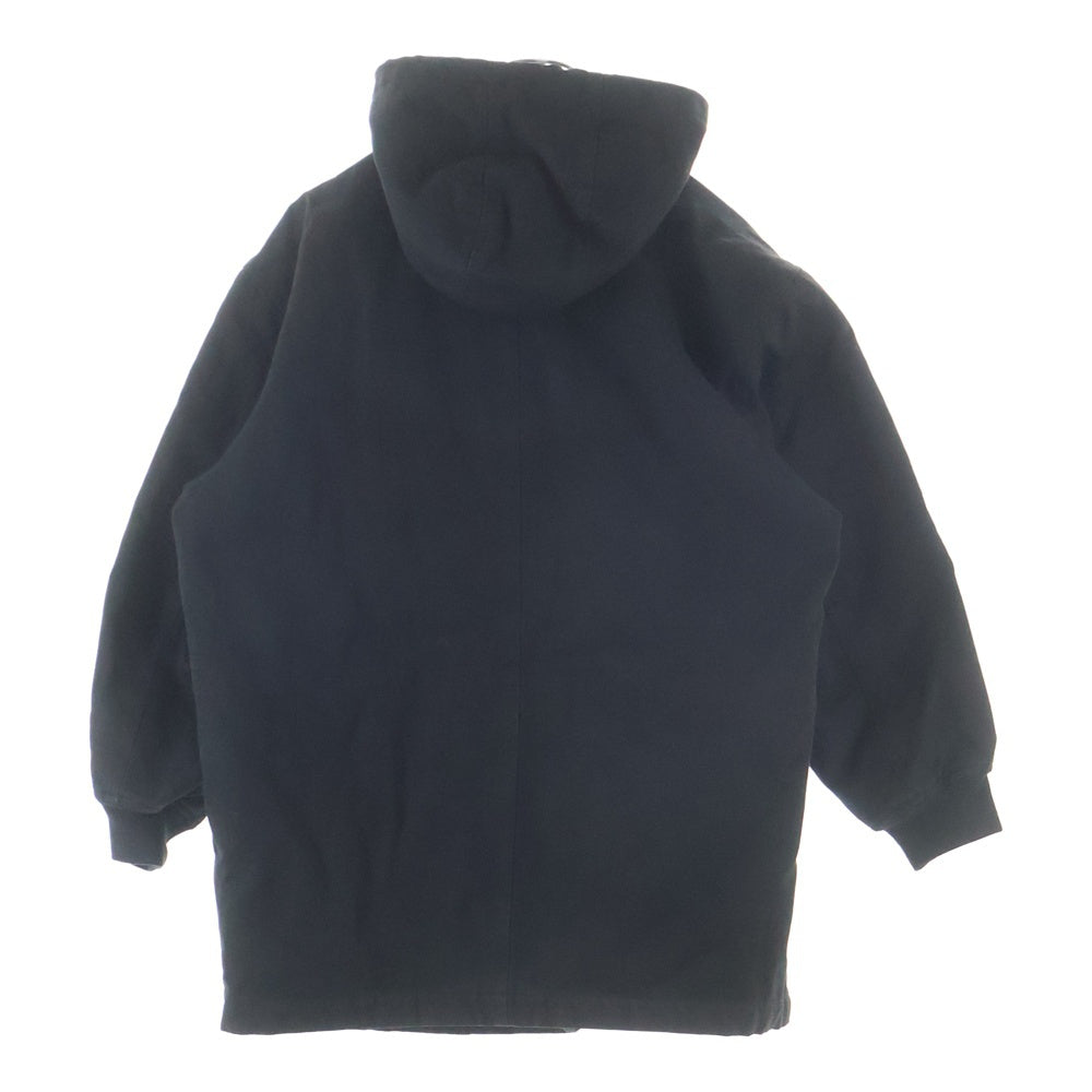COMME des GARCONS HOMME(コムデギャルソンオム) 91AW AD1991 田中オム期 裏地キルティング モッズコート ジップアップフーデッドジャケット ブラック HJ-080830