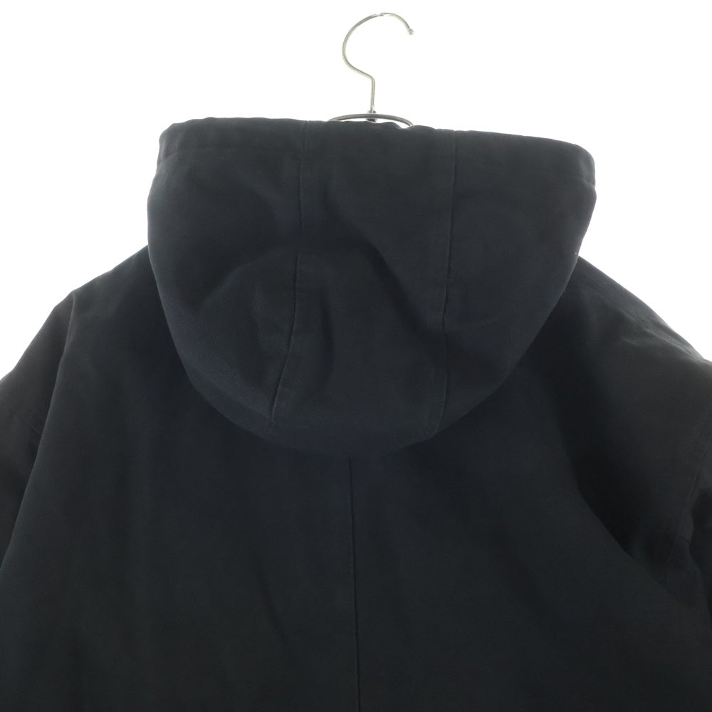 COMME des GARCONS HOMME(コムデギャルソンオム) 91AW AD1991 田中オム期 裏地キルティング モッズコート ジップアップフーデッドジャケット ブラック HJ-080830