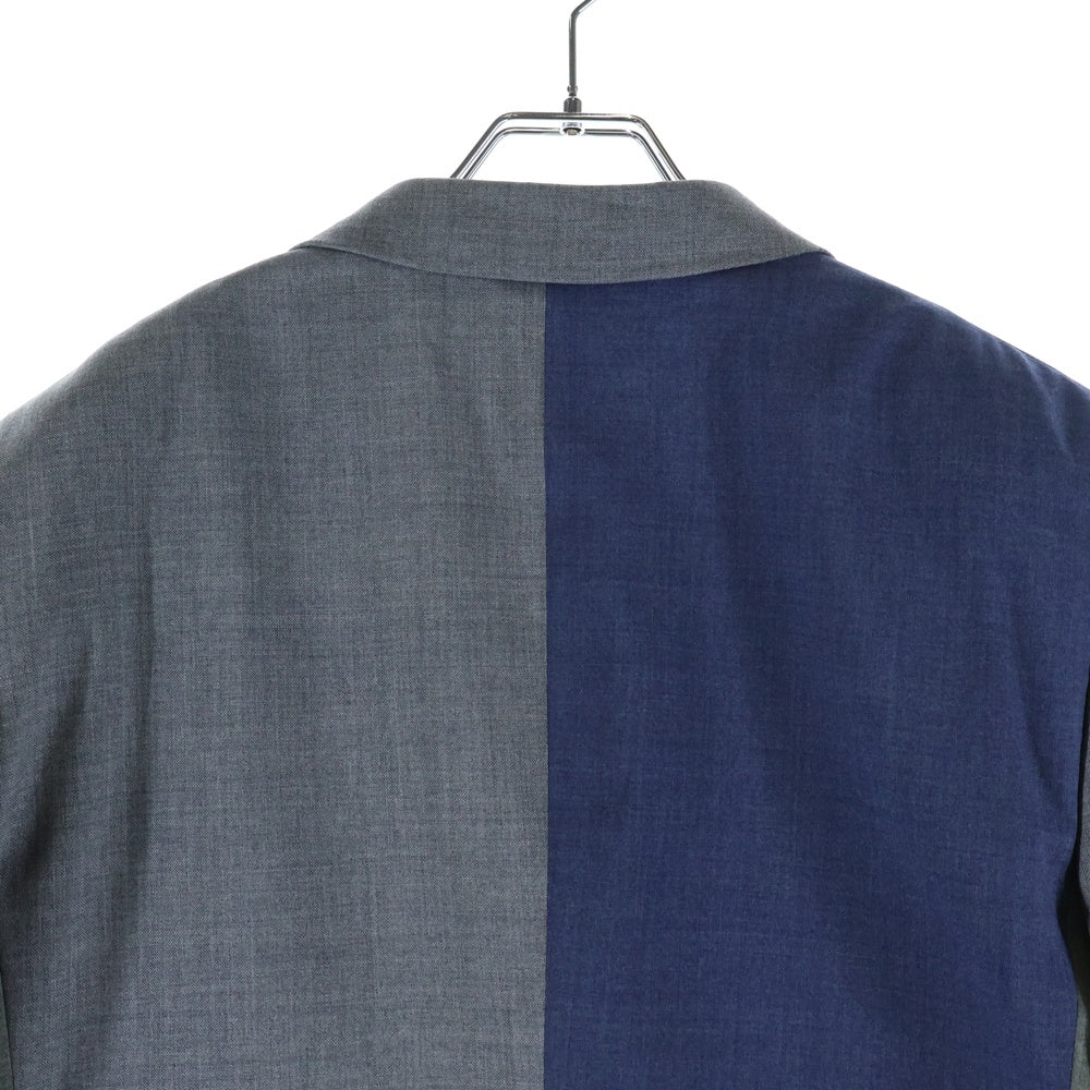 COMME des GARCONS HOMME DEUX(コムデギャルソン オムドゥ) 23SS AD2022 ドッキング加工 3Bウールテーラードジャケット グレー/ブルー DK-J031