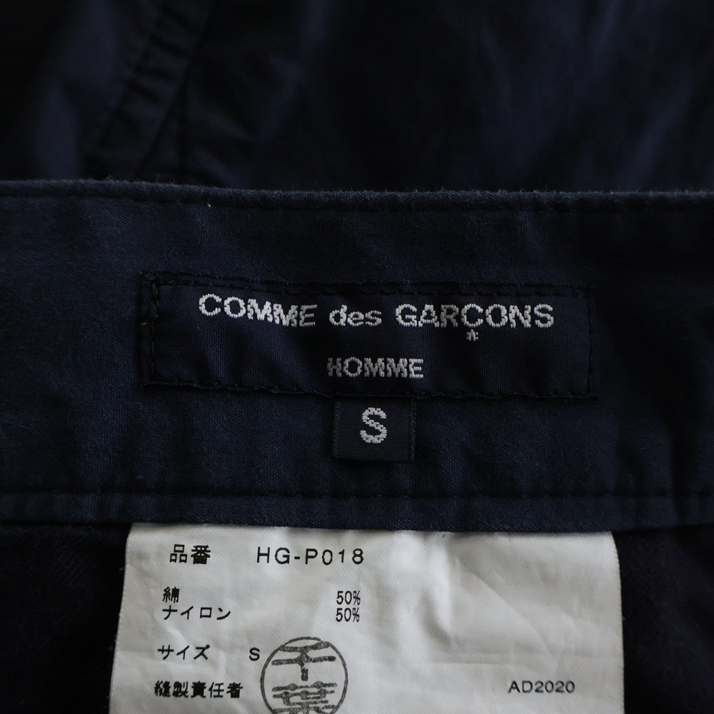 COMME des GARCONS HOMME(コムデギャルソンオム) 21SS AD2020 2タック ナイロン混 ワイドパンツ ネイビー HG-P018