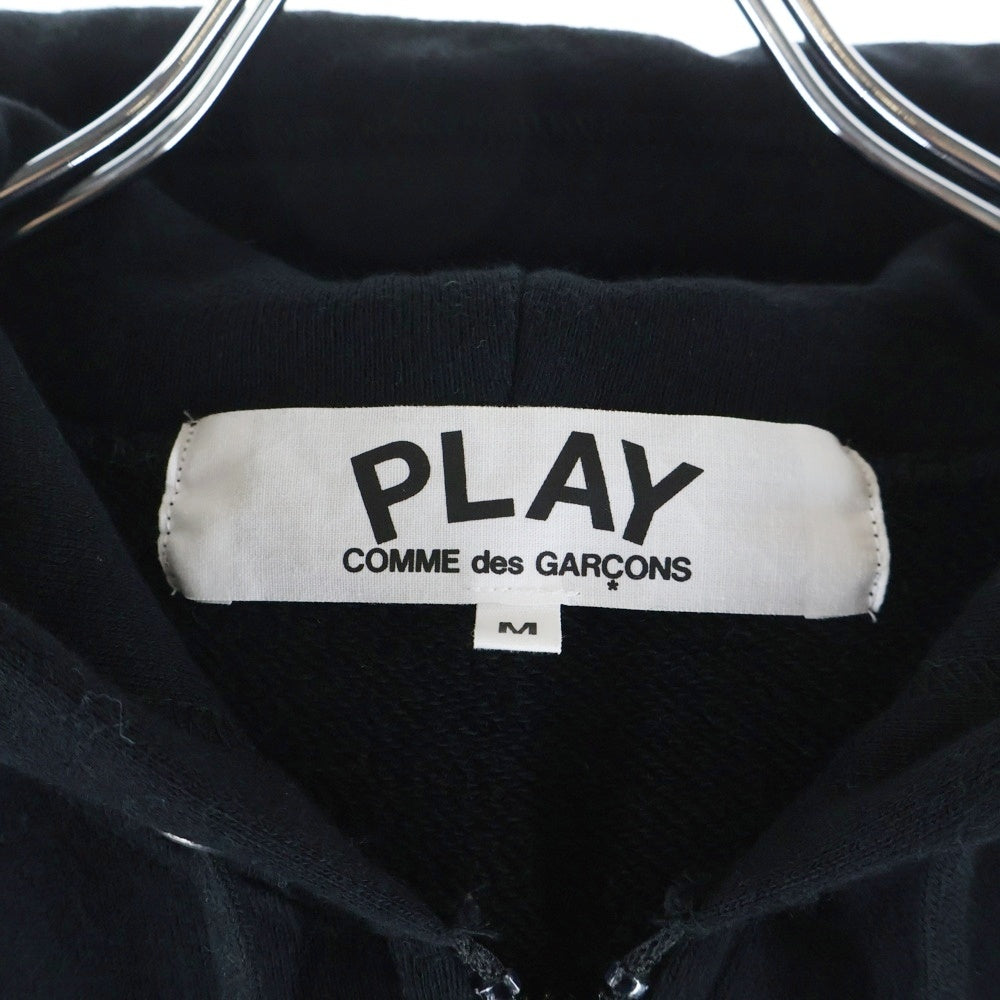 PLAY COMME des GARCONS(プレイコムデギャルソン) AD2020/07 Double Red Heart Hoodie ダブルハートワッペン ジップアップパーカー フーディー ブラック AZ-T294