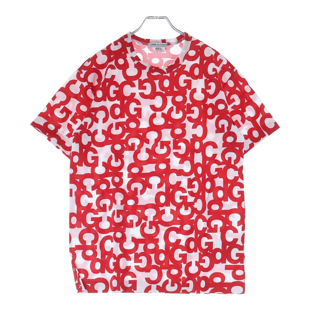 COMME des GARCONS(コムデギャルソン) 24AW AD2024 CdG総柄プリントTシャツ 半袖クルーネックカットソー ホワイト/レッド OZ-T308