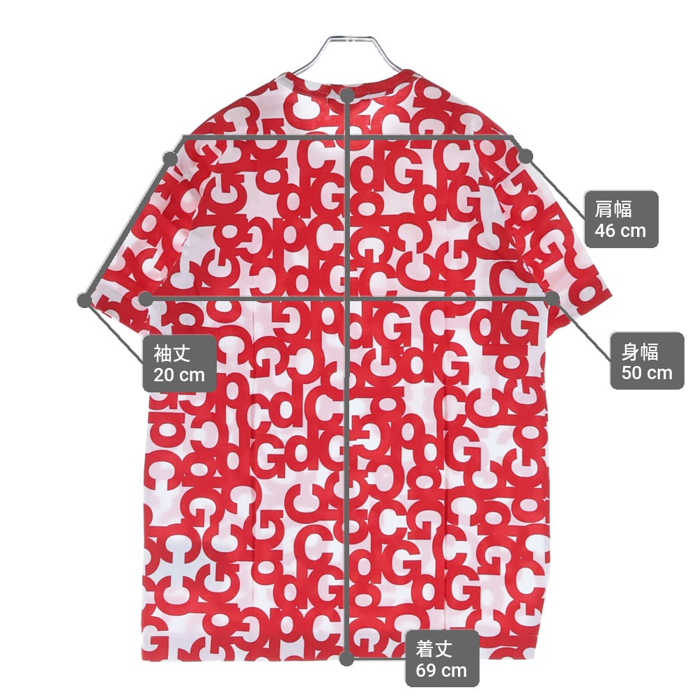 COMME des GARCONS(コムデギャルソン) 24AW AD2024 CdG総柄プリントTシャツ 半袖クルーネックカットソー ホワイト/レッド OZ-T308