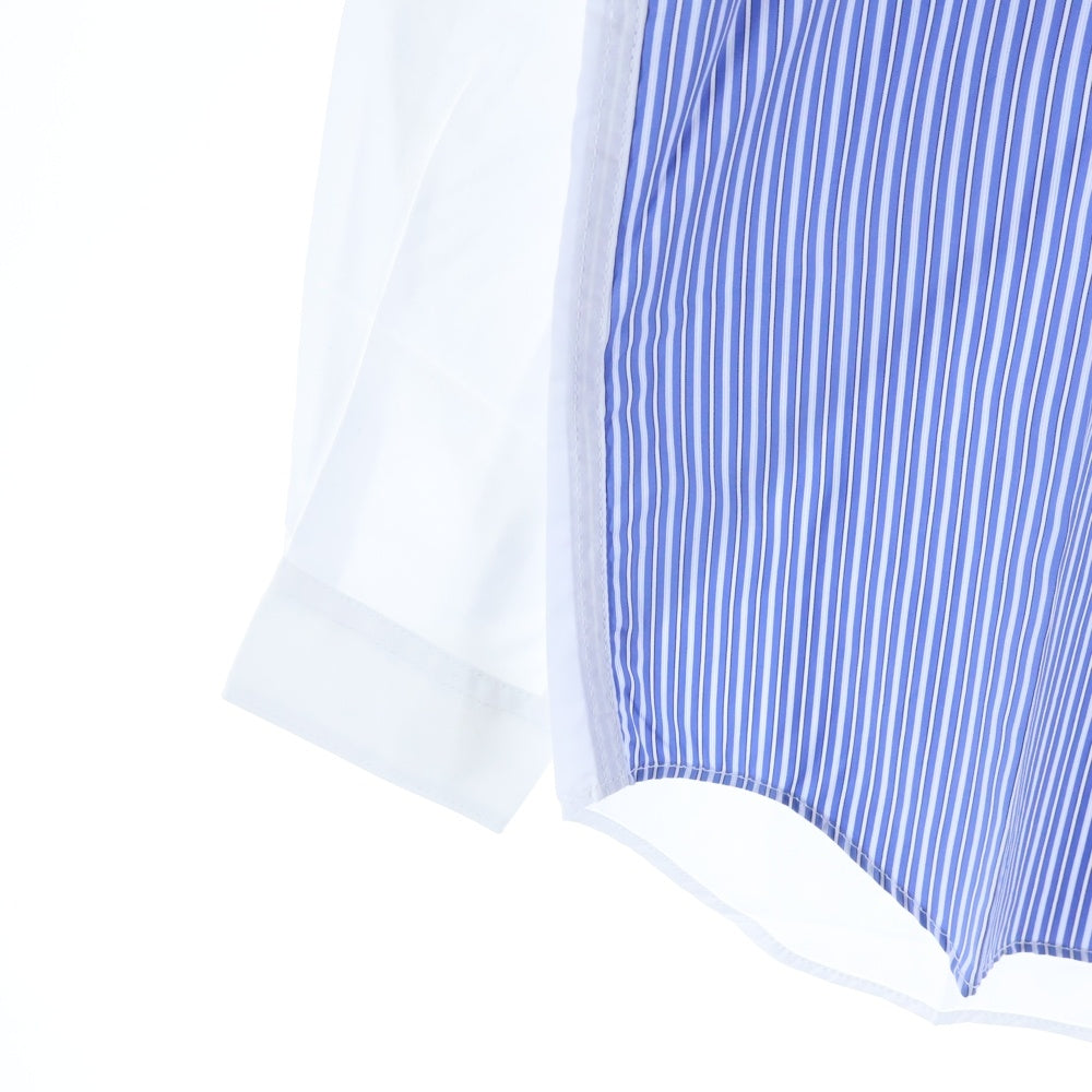 COMME des GARCONS HOMME(コムデギャルソンオム) 24AW AD2024 フロントドッキング加工 長袖ボタンシャツ ホワイト/ブルー HN-B019