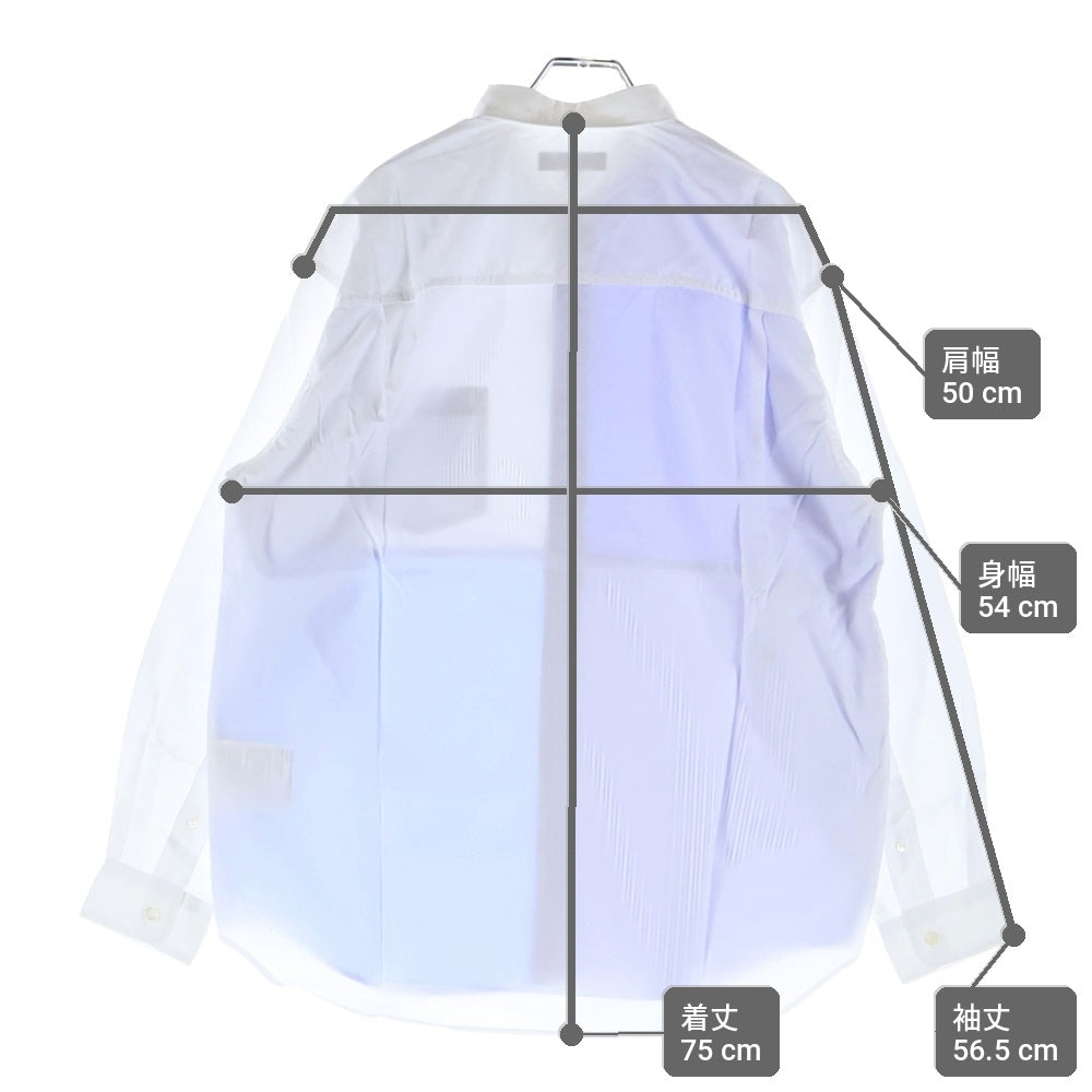 COMME des GARCONS HOMME(コムデギャルソンオム) 24AW AD2024 フロントドッキング加工 長袖ボタンシャツ ホワイト/ブルー HN-B019
