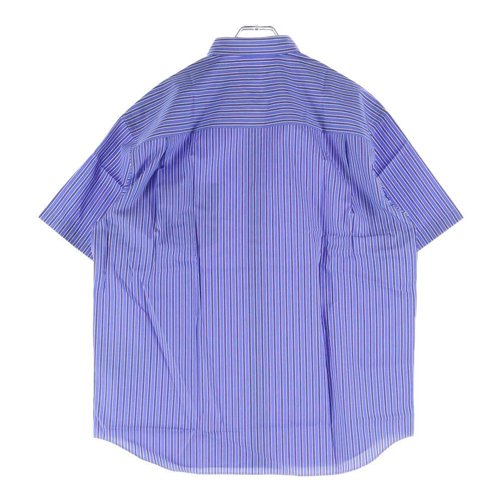 COMME des GARCONS HOMME(コムデギャルソンオム) 25SS AD2024 ロゴ刺繍 ショートスリーブ ストライプシャツ ブルー HO-B023