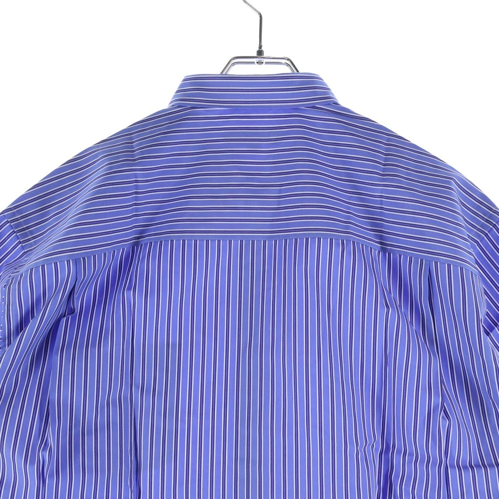 COMME des GARCONS HOMME(コムデギャルソンオム) 25SS AD2024 ロゴ刺繍 ショートスリーブ ストライプシャツ ブルー HO-B023