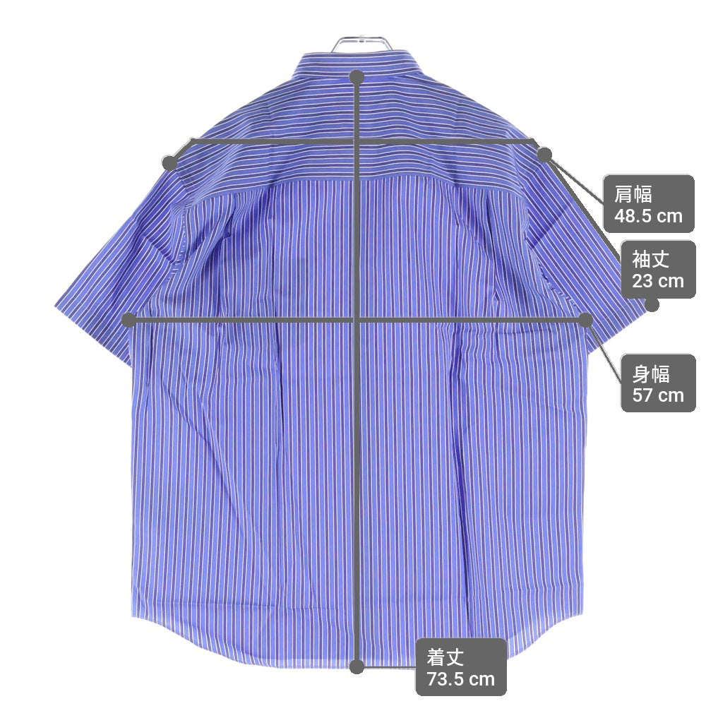 COMME des GARCONS HOMME(コムデギャルソンオム) 25SS AD2024 ロゴ刺繍 ショートスリーブ ストライプシャツ ブルー HO-B023