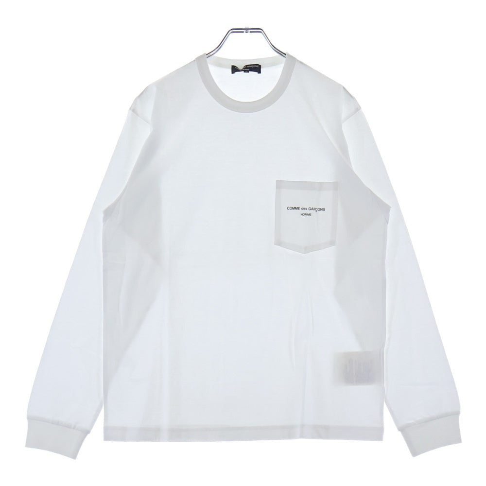 COMME des GARCONS HOMME(コムデギャルソンオム) 23SS AD2022 ポケットロゴTシャツ 長袖クルーネックカットソー ホワイト HK-T010