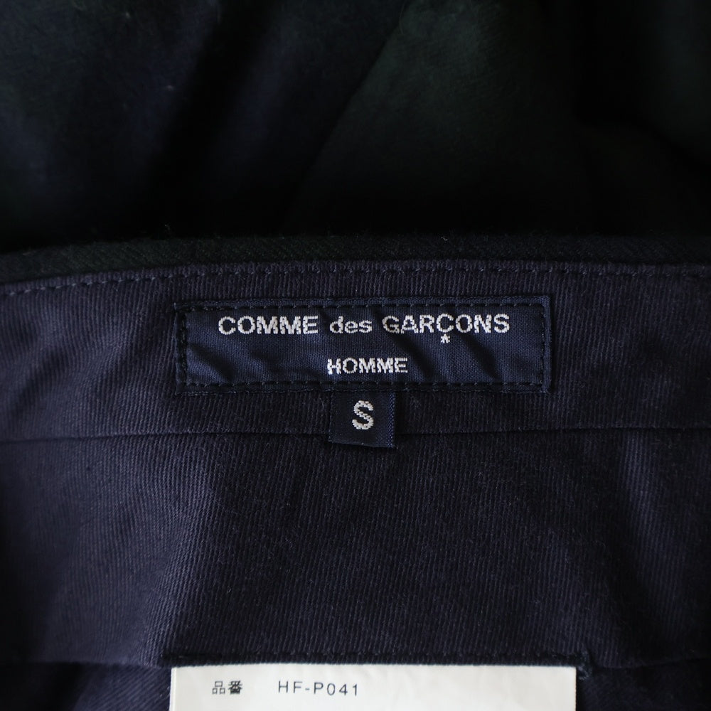 COMME des GARCONS HOMME(コムデギャルソンオム) 20AW AD2020 ウール混 フランネル 2タックスラックスパンツ ブラック/グリーン HF-P041
