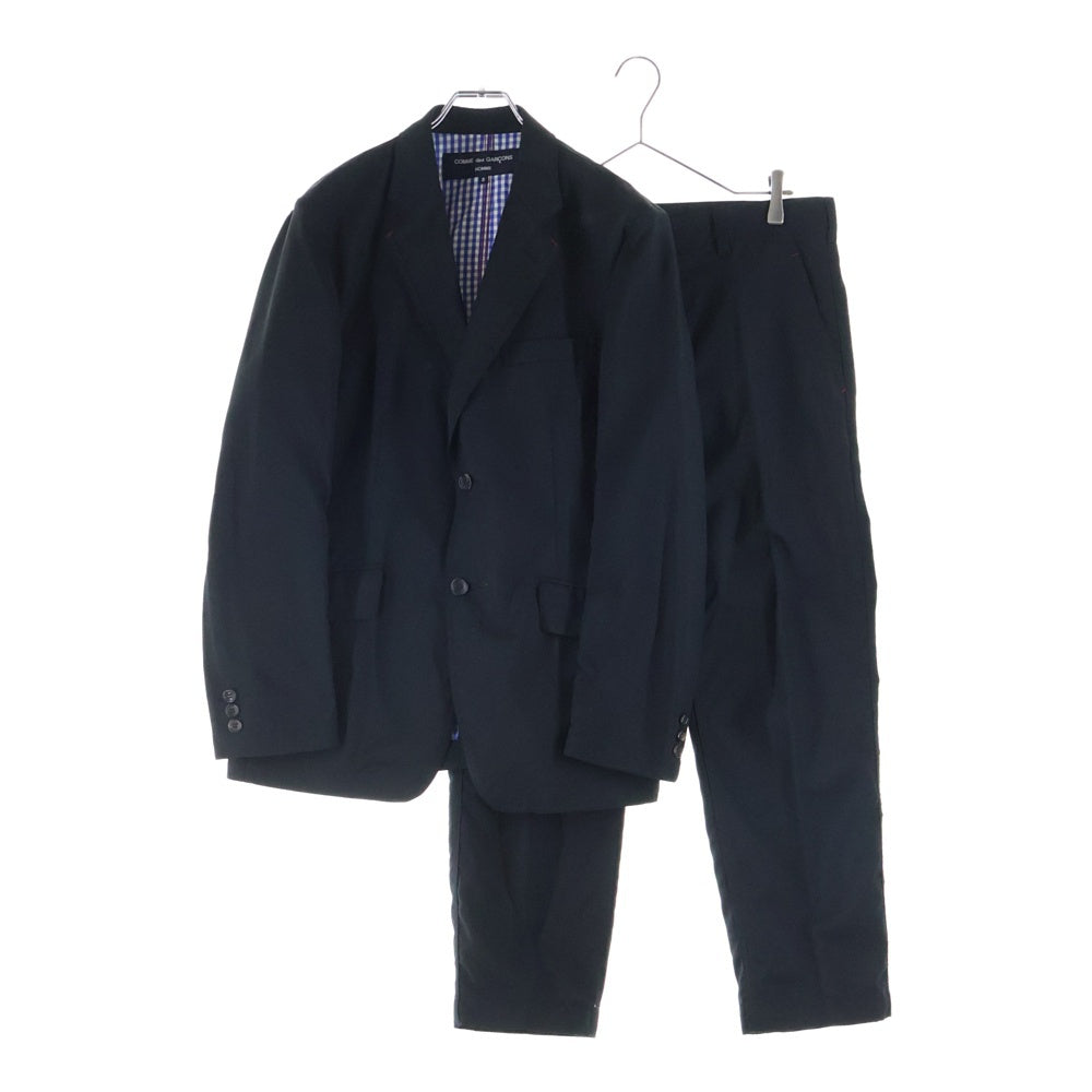 COMME des GARCONS HOMME(コムデギャルソンオム) 19SS AD2018 裏地ギンガムチェック セットアップスーツ シングルテーラードジャケット スラックスパンツ ブラック HC-J004/HC-P005