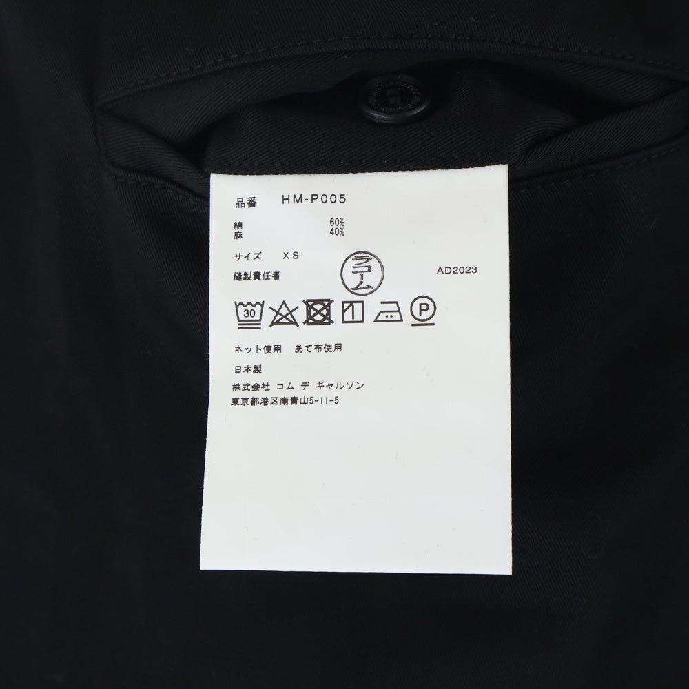 COMME des GARCONS HOMME(コムデギャルソンオム) 24SS AD2023 綿リネンツイル イージーパンツ ブラック HM-P005
