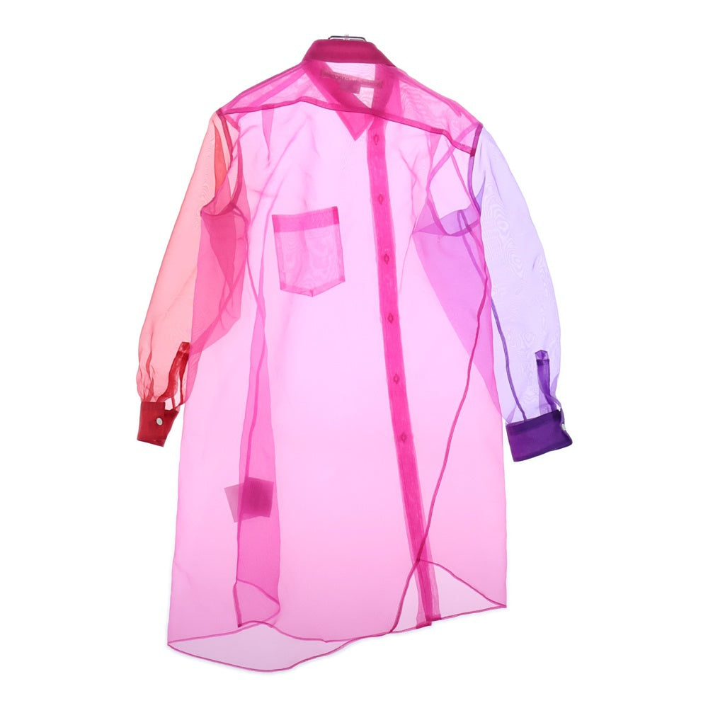 COMME des GARCONS(コムデギャルソン) 25SS AD2024 カラーブロック 長袖シアーシャツ ピンク/レッド/パープル GO-B011