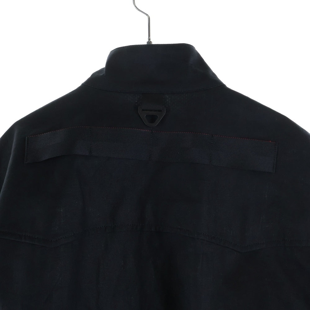 COMME des GARCONS HOMME(コムデギャルソンオム) 25SS AD2024 LINEN POPLIN TRIPLE LAYERS JACKETS リネンポプリン トリプルレイヤー ハリントンジャケット ジップアップブルゾン ブラック HO-J004
