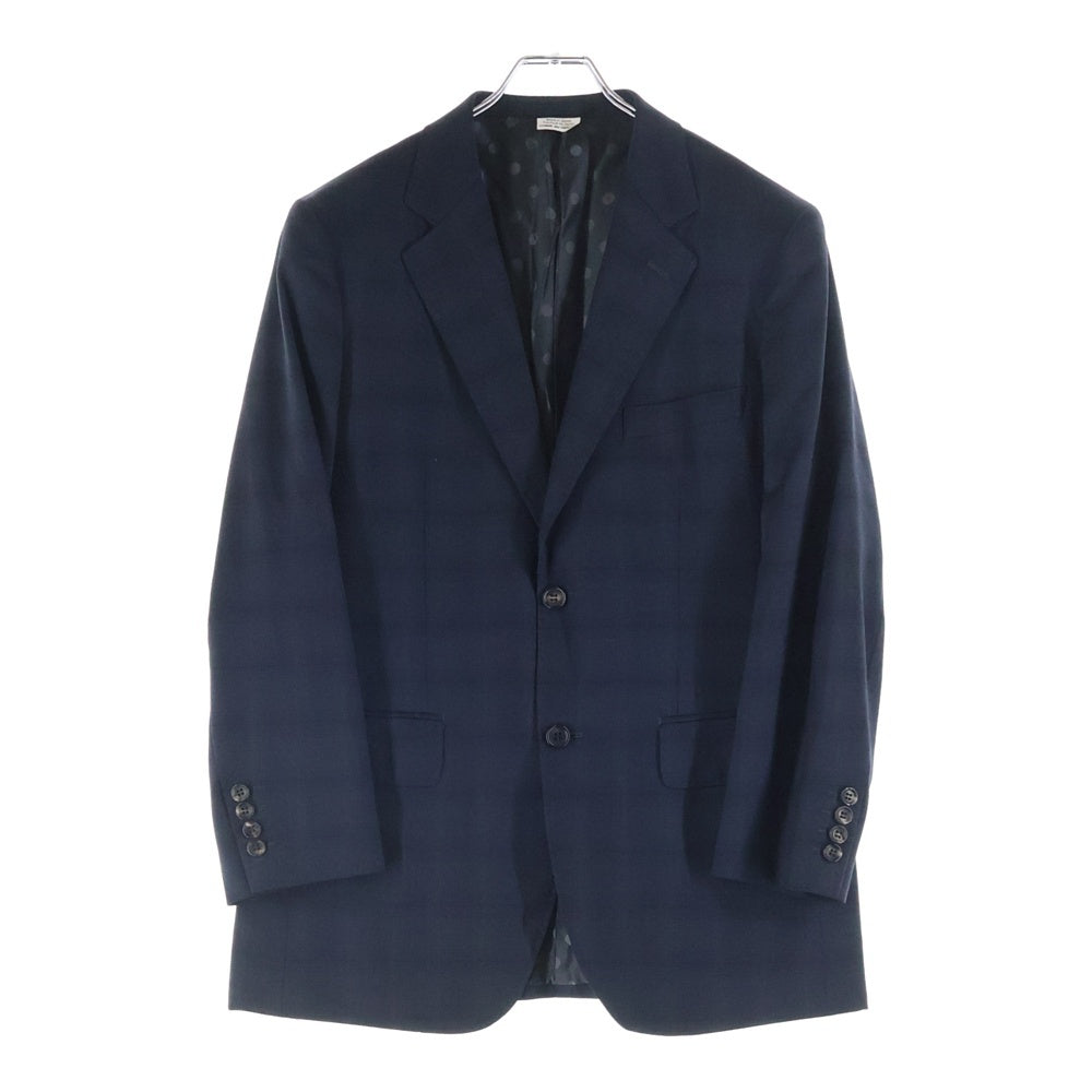 COMME des GARCONS HOMME DEUX(コムデギャルソン オムドゥ) 19AW AD2019 チェック柄 ウールセットアップスーツ 裏地ドット 2Bテーラードジャケット ノータックスラックスパンツ ネイビー DD-J002/DD-P002