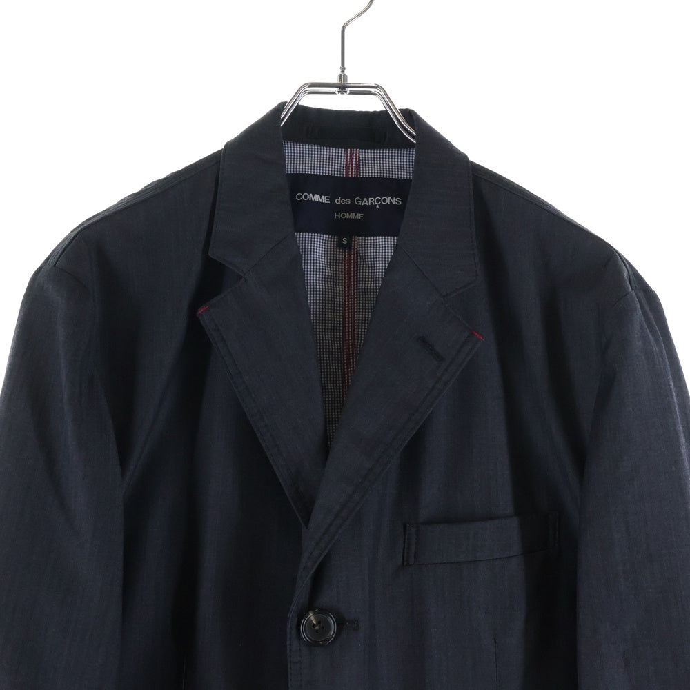 COMME des GARCONS HOMME(コムデギャルソンオム) 19SS AD2018 裏地ギンガムチェック ウール4Bテーラードコート グレー HC-C001