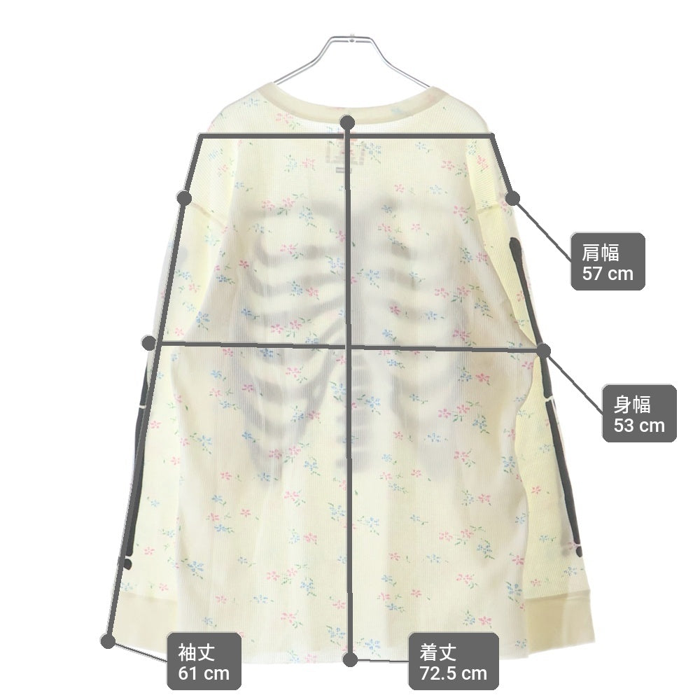 SUPREME(シュプリーム) 25AW ×Hanes Bones Thermal Crew Floral ヘインズ ボーンプリント フローラル クルーネック長袖Tシャツ カットソー ホワイト
