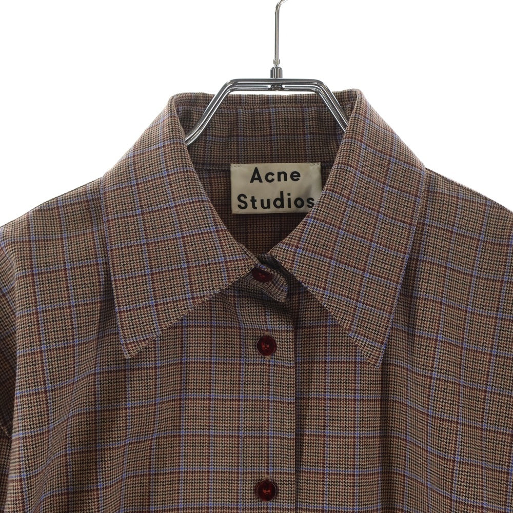 Acne Studios(アクネ ストゥディオズ) チェック総柄 ロング丈 フレア シャツワンピース ブラウン レディース FN-WN-DRES000221A20133