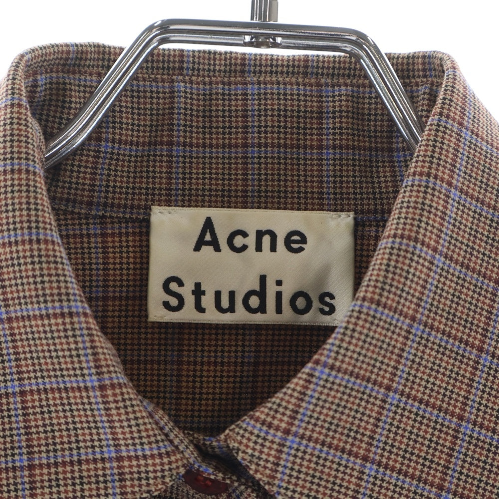 Acne Studios(アクネ ストゥディオズ) チェック総柄 ロング丈 フレア シャツワンピース ブラウン レディース FN-WN-DRES000221A20133