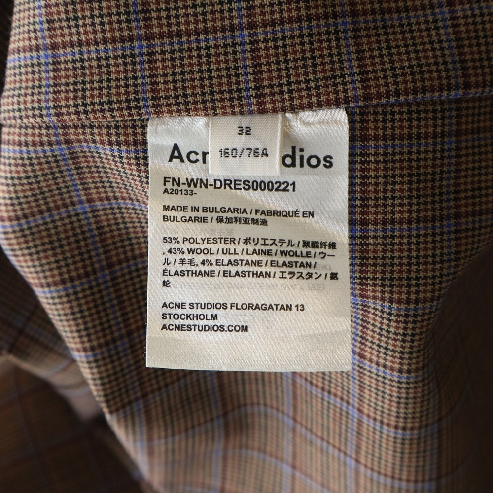 Acne Studios(アクネ ストゥディオズ) チェック総柄 ロング丈 フレア シャツワンピース ブラウン レディース FN-WN-DRES000221A20133