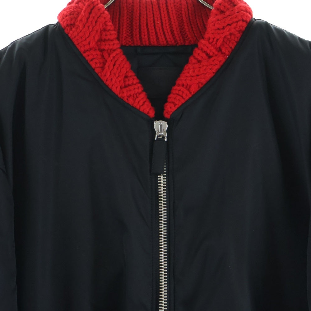 PRADA(プラダ) 22AW Re-Nylon Triangular Plate Nylon Bomb Blouson ラフシモンズ期 三角ロゴプレート リナイロン ニットボンバージャケット ジップアップブルゾン SGC100 S222