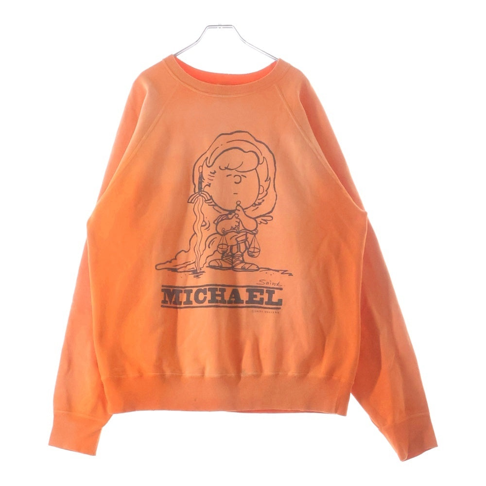 SAINT MICHAEL(セントマイケル) 23AW CREW N SWEAT ダメージ加工 クルーネックスウェットトレーナー オレンジ SM-A23-0000-023