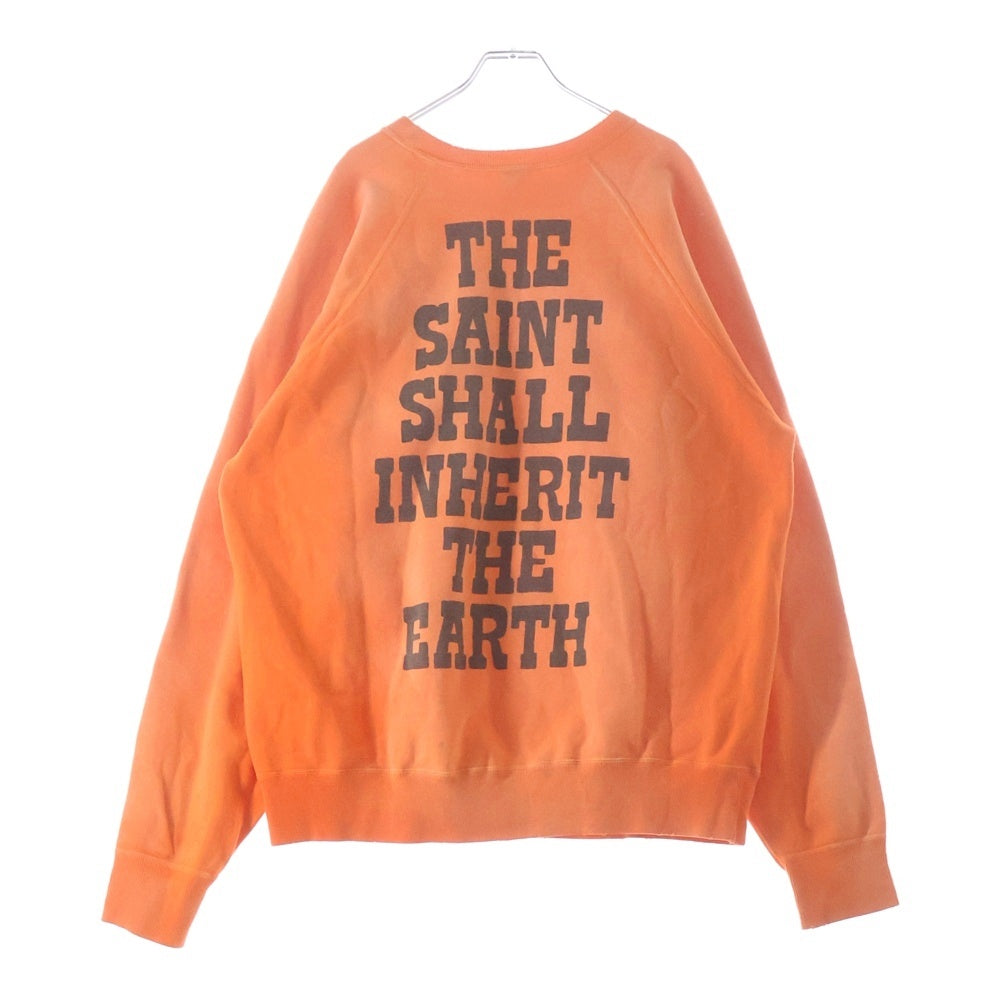SAINT MICHAEL(セントマイケル) 23AW CREW N SWEAT ダメージ加工 クルーネックスウェットトレーナー オレンジ SM-A23-0000-023