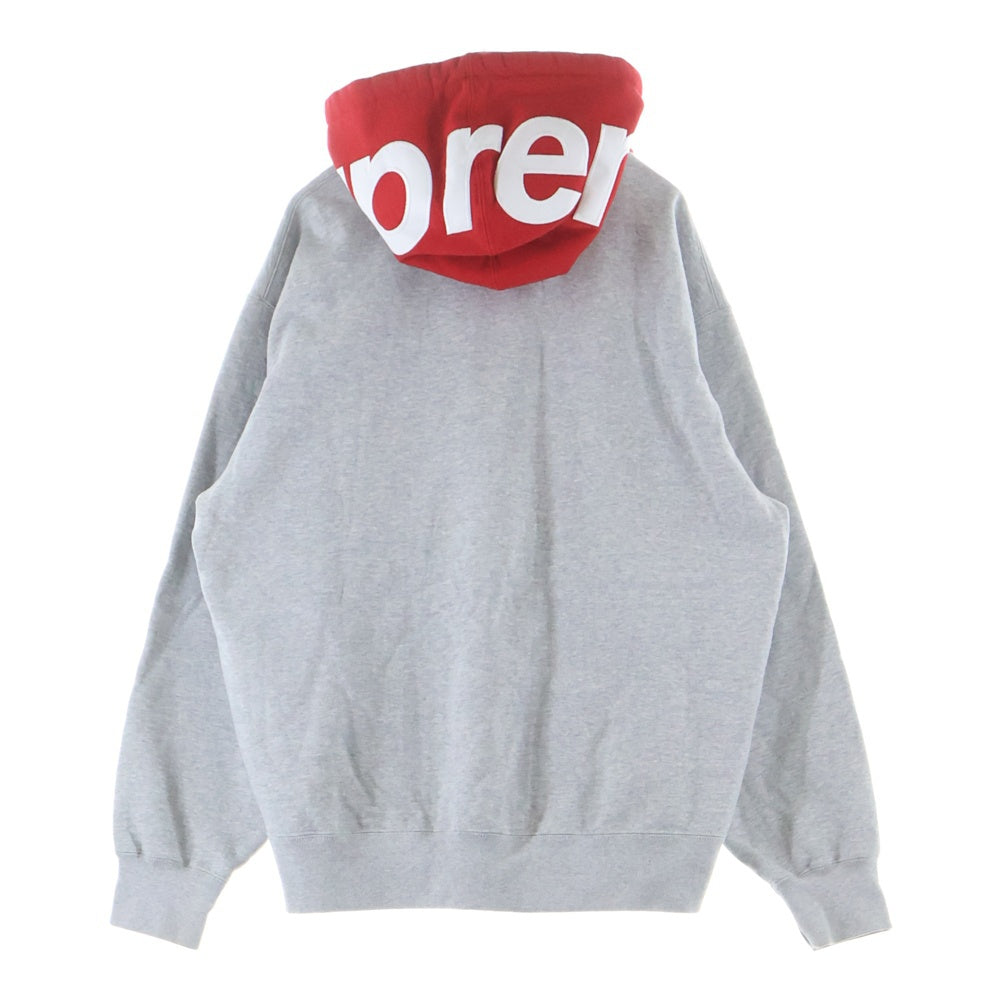 SUPREME(シュプリーム) 21AW Contrast Hooded Sweatshirt ロゴフーデッドスウェットシャツ プルオーバーパーカー グレー/レッド