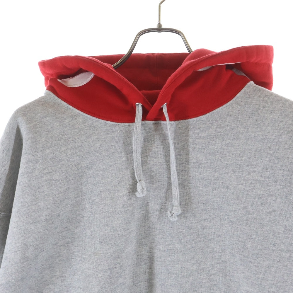 SUPREME(シュプリーム) 21AW Contrast Hooded Sweatshirt ロゴフーデッドスウェットシャツ プルオーバーパーカー グレー/レッド