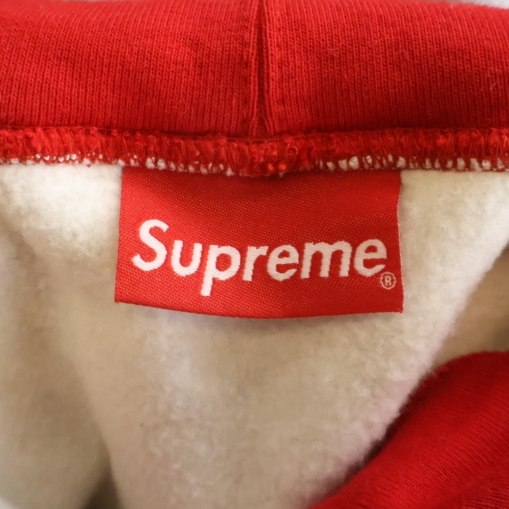 SUPREME(シュプリーム) 21AW Contrast Hooded Sweatshirt ロゴフーデッドスウェットシャツ プルオーバーパーカー グレー/レッド