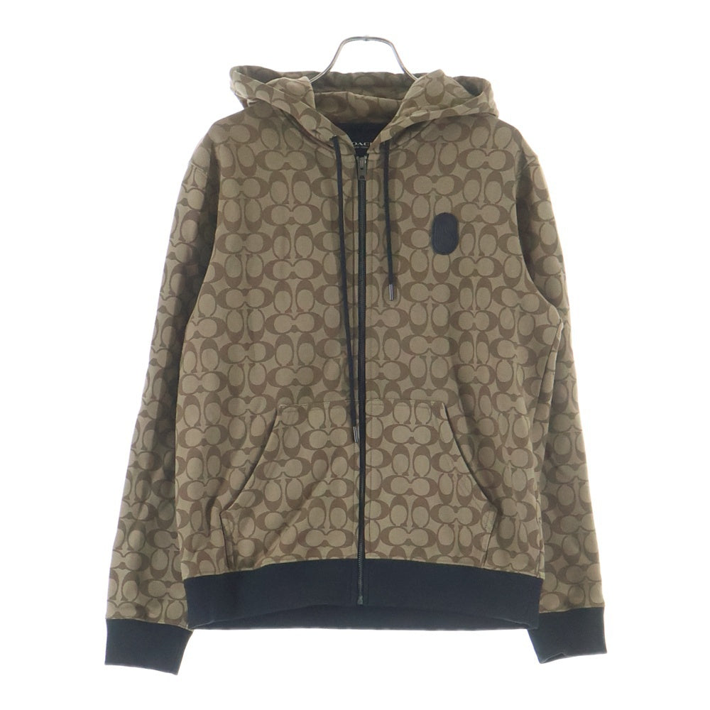 COACH(コーチ) シグネチャー 1Pロゴ ジップアップフーデッドパーカー ベージュ
